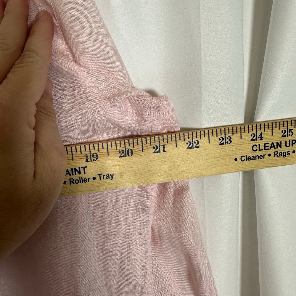 Dana Buchman Sz 12 100% Linen Petal Pink Square‎ Button Up Top Quiet Luxury - Picture 9 of 10